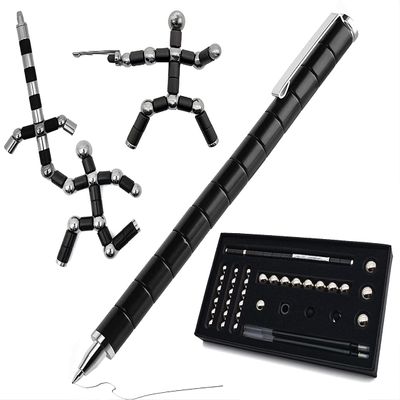LEWUXIAN Toy Pen Set, Decompression Magnetic Metal Pen, Eliminate Pressure Fidget Toy,Multifunctional Deformable Magnet Writing PenGift for Kids or Friends(Black)