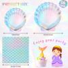 Cunhill 96 Pcs Mermaid Plates and Napkins for 24 Guests, 7 Inch 9 Inch Seashell Plates Iridescent Mermaid Party Supplies for Birthday Ocean Under The Sea Baby Shower Decoration(Elegant Style) view 2