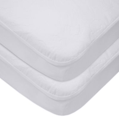 American Baby Company 2 Pack Waterproof Fitted Crib Mattress Protector 52" x 28" - Quilted, Noiseless, Soft & Breathable Crib & Toddler Mattress Pad Cover, White (Little Lamb)