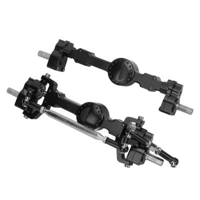 Dilwe RC Front Axle Rear Axle Set, 146MM/5.75inch CNC Aluminum Front and Rear Axle Set for MN98 D90 D91 D99 MN99S 1:12, 2 Colors RC Upgrades Accessories Part(Black)