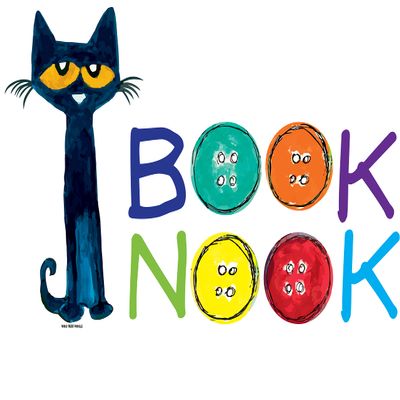 Pete The Cat Book Nook Decal - Reading Corner Wall Sticker | Groovy Vinyl Decals for Library, Nursery, Kindergarten Classroom, Kids Bedroom Dcor  Multicolored Kitten Quote 40x23