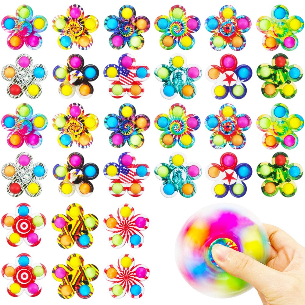 30 Fidget Spinners Toys, Party Favors Gifts for Kid,Pop Fidget Spinner Pack Bulk, Little Sensory Fidget Toys Pack, Classroom Prizes for Girls Boys Students (30 Fidget Spinners)