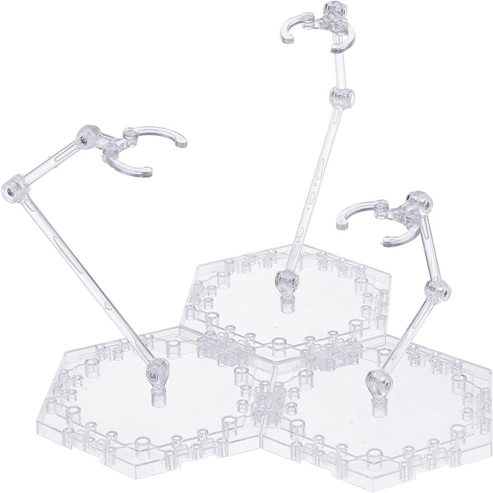 FINGERINSPIRE Action Figure Stand Stand 3 Person Fight Assembled Action Figure Stand Base Doll Model Stand Display Model Stand Compatible with HG/RG 1/144 Toys, Clear
