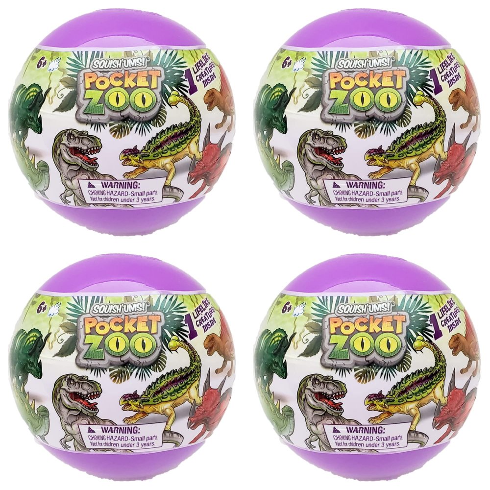 Bulls I Tys Squish Ums Pocket Zoo Dinosaurs Lifelike Creatures - Lot of 4 Blind Capsules