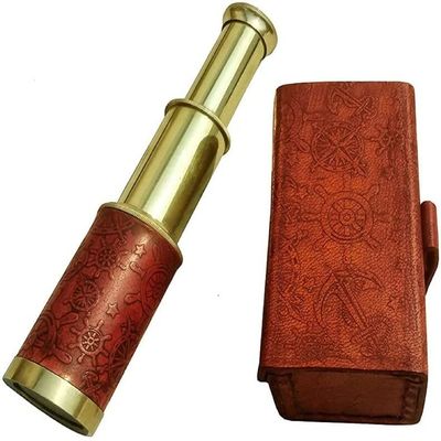 Telescope Brass Antique Shinny Brass Nautical Handmade Portable Pirate Spyglass, Brass Adjustable Optics Vintage Telescope for Travel Navigation Sailing VoyageTelescope Marine By UNIQUE NAUTICAL STORE