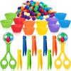 142 Pieces Fine Motor Skills Handy Scooper Set Sensory Bin Filler Includes 12 Sorting Bowls, 8 Tweezers, 2 Scissors Clips, 120 Plush Balls for Early Education and Sorting Counting Training Development view 1