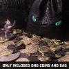 145PCS Metal DND Coins & Leather Bag, Contains 60 Gold Coins, 40 Sliver Coins, 40 Copper Coins and 5 Platinum Coins, Tokens with Glow in The Night Eyes Bag for RPG Tablelap Games view 4