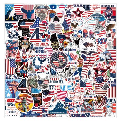 100Pcs 4th of July Stickers for Independence Day Water Bottle Sticker American Flag Red White & Blue Design USA Art Patriotic Stickers for Labor Day Memorial Day Decoration Party Supplies Flags