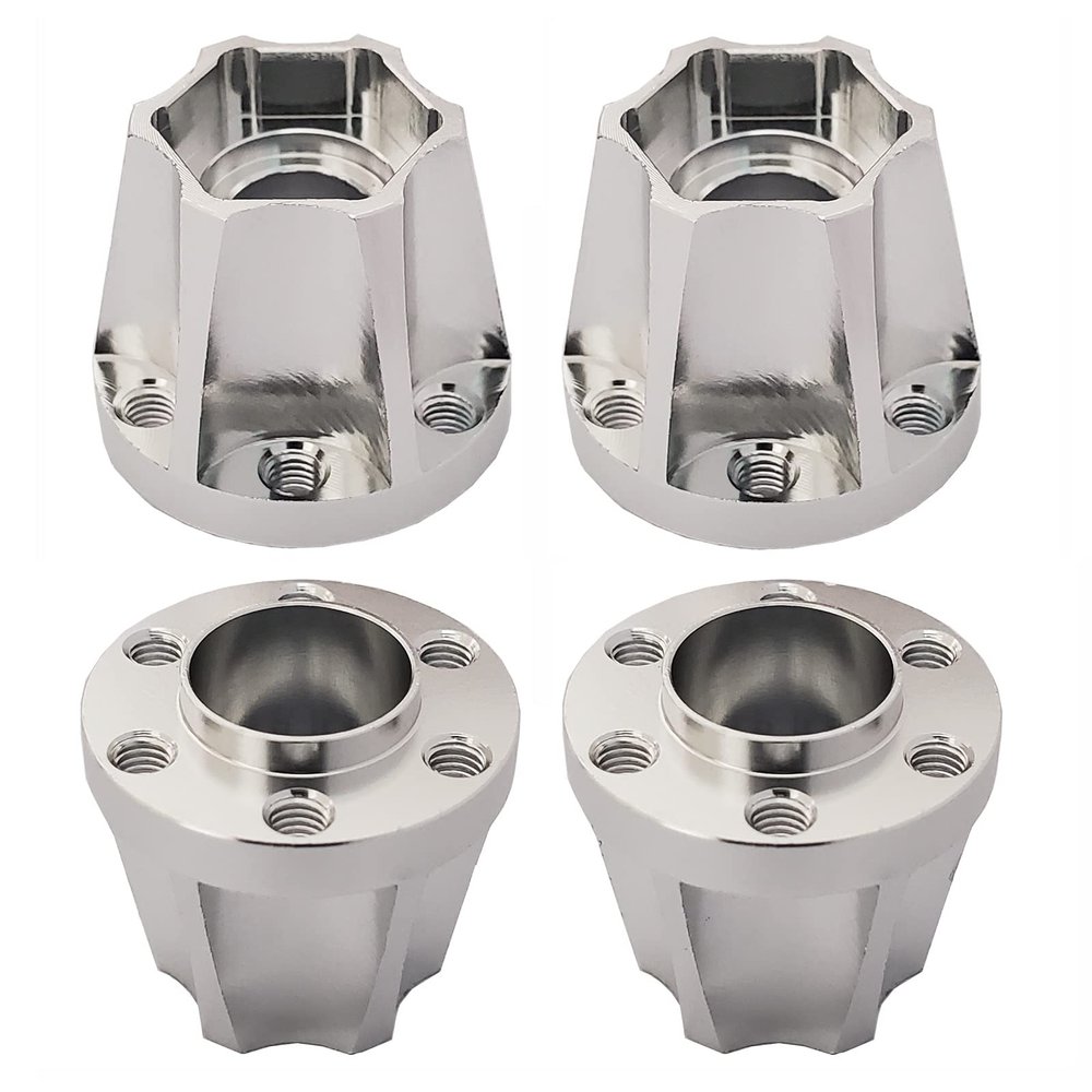 AMOGOT 4Pcs RC Metal 12mm Hex Wheel Hubs Adapters for 1.9/2.2inch Beadlock Wheel Rim Axial Scx10 Trx4 Wraith Gen7 Gen8 D90 CC01 1/10 RC Crawler (18mm S)