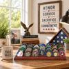 LIUYALO Challenge Coin Display Rack Holds 42 Coins, 6-Row Solid Wood Military Challenge Coin Holder with Deep Grooved Slots for Veterans & Challenge Coin Collectors (Brown) view 2
