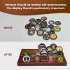 LIUYALO Challenge Coin Display Stand for Veterans, Solid Wood Military Coin Holder Rack with American Flag Design, 6 Row Desktop Display Shelf for Army Navy Air Force Coins & Veteran Gifts(Brown) view 4