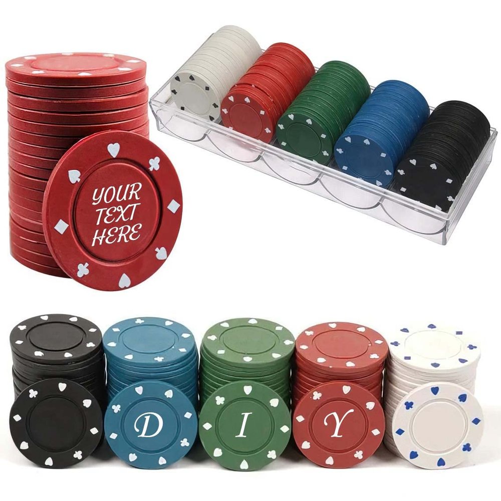 Lynkaye 100 Plastic Poker Chips with no denominations, DIY Print with Your Personalized Text, Poker Card Game Chips Bulk, Counting Discs Markers for Math Counting, Game Play, Party