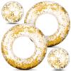 Hungdao 4 Pcs Glitter Inflatable Pool Float Tube Confetti Swim Ring and Glitter Beach Ball Confetti Inflatable Beach Ball for Adult Teens Summer Pool Favor(Gold) view 1