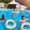 Hungdao 4 Pcs Glitter Inflatable Pool Float Tube Confetti Swim Ring and Glitter Beach Ball Confetti Inflatable Beach Ball for Adult Teens Summer Pool Favor(Gold) view 4