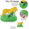 9 Pcs Gold Safari Party Supplies Glitter Jungle Safari Animals Honeycomb Centerpieces Table Decorations Shaped Cutouts Table Toppers for Jungle Safari Birthday Baby Shower Party Decorations Supplies view 3