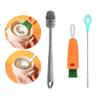 3 pcs Bottle Cleaning Brush Set, Carrot Cup Lid Groove Cleaner + Long Handle Silicone Cleaner Brushes + Drinking Straw Brush for Cleaning Baby Bottles, Narrow Neck Bottle, Sport Water Bottle, Tumbler view 1