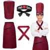 Keymall Hibachi Hat Teppanyaki Tall Cap with Hachimaki Headband Tie Apron for Hibachi Party Chef Costume view 1