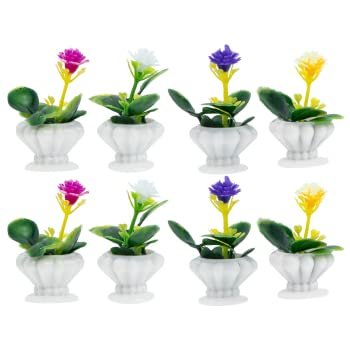 HANABASS 8 Pcs Mini Potted Flower Miniature Dollhouse Flower Plant Figurines Micro Landscape Dollhouse Plant Model Miniature Garden Ornament Dollhouse Decors