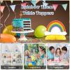 9 Pieces Rainbow Birthday Decorations Honeycomb Party Table Decorations Colorful Cloud, Sun, Heart Balloon, Happy Birthday Centerpieces for Tables, Rainbow Party Decor for Baby Showers view 3