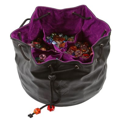 Forged Dice Co. Pouch of The Endless Hoard Dice Bag - Holds Over 1,000 Polyhedral Dice - Dice Storage Bag with 7 Pockets - Perfect for Bulk Dice - Black/Purple