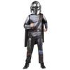STAR WARS The Mandalorian Official Youth Costume - Premium Light Up Padded Jumpsuit with Plastic Mask and Detachable Cape (M) view 1