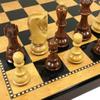 4 Queens - Opposite Tops - 3 3/4" King Staunton Acacia Wood Russian Knight Chess Men Set W/ 18" Gloss Walnut Color Board view 1