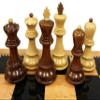 4 Queens - Opposite Tops - 3 3/4" King Staunton Acacia Wood Russian Knight Chess Men Set W/ 18" Gloss Walnut Color Board view 3