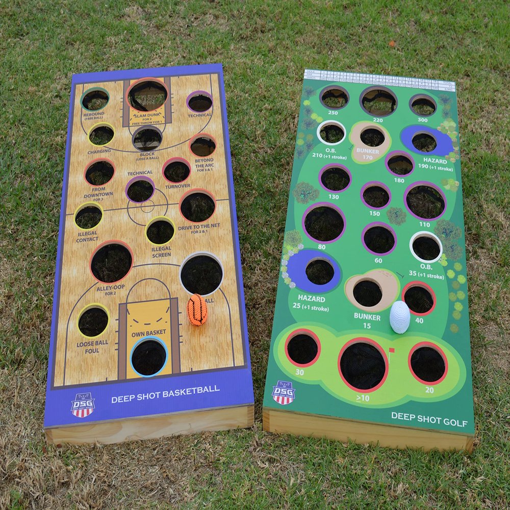 Two-Game Set - Basketball + Golf Bean Bag Toss Games by DEEP SHOT Games