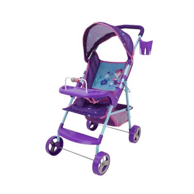 509 Crew : Mermaid Doll Stroller - Kids Pretend Play, Canopy & Cup Holder, Easy Fold Storage & Travel, Fits Dolls Up to 21', Ages 3+ (T715028)