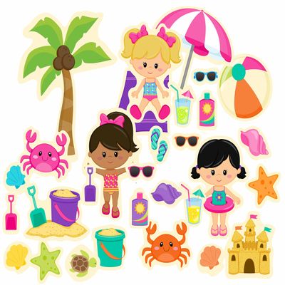 Girl's Beach Day Felt Figures Flannel Board Stories