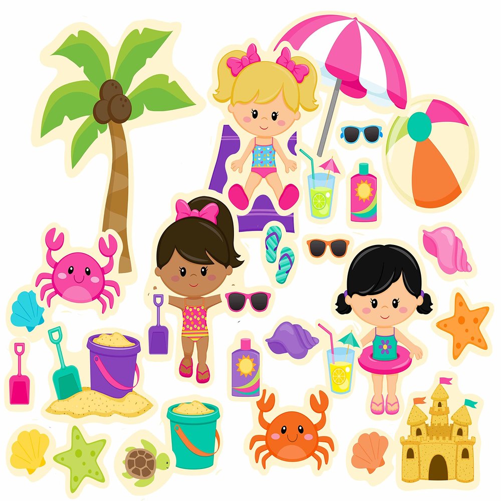 Girl's Beach Day Felt Figures Flannel Board Stories