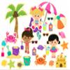 Girl's Beach Day Felt Figures Flannel Board Stories view 1