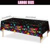 3 Pcs Glow in the Dark Tablecloth Disposable Plastic Neon Table Cloths Happy Birthday Glow Party Table Covers for Neon Black Light Birthday Party Paint Splatter Decorations Supplies, 54 x 108 Inch view 2