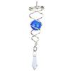 4.5 inch Gazing Ball Spiral Tail, Prefdo Metal Wind Spinner Stabilizer, Crystal Glass Ball Spinning Hanging, Helix Kinetic Silver Twister Garden Decorations(Royal Blue) view 1