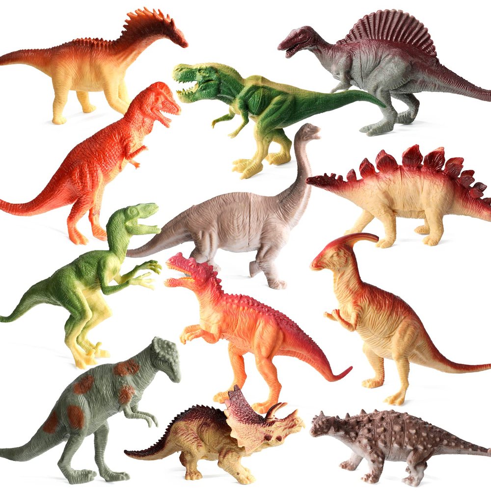 12Pack Educational Realistic Dinosaur Figure Toys for Toddler 6'' to 7" Large Size Dinosaur Playset Gift for Kids, Boys, and Girls Children's Birthday Favors
