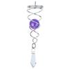 4.5 inch Gazing Ball Spiral Tail, Prefdo Metal Wind Spinner Stabilizer, Crystal Glass Ball Spinning Hanging, Helix Kinetic Silver Twister Garden Decorations(Purple) view 1