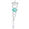 4.5 inch Gazing Ball Spiral Tail, Prefdo Metal Wind Spinner Stabilizer, Crystal Glass Ball Spinning Hanging, Helix Kinetic Silver Twister Garden Decorations(Lake Blue) view 1