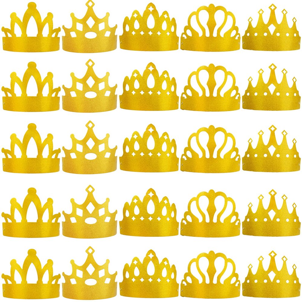 Fancy Land Birthday Crowns for Kids Classroom 25 Pack NO DIY Sparkle Paper Crowns Classroom Birthday School Family VBS Party Supplies Preschool Classroom Must Haves
