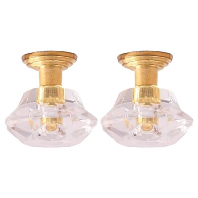 2pcs Mini Ceiling Lamp Dollhouse Furniture Miniature 1: 12 Chandelier Model for DIY Mini House Fairy Garden Decoration Supplies (Golden)