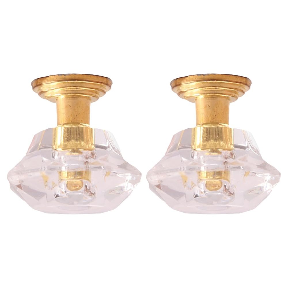 2pcs Mini Ceiling Lamp Dollhouse Furniture Miniature 1: 12 Chandelier Model for DIY Mini House Fairy Garden Decoration Supplies (Golden)