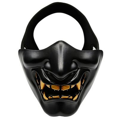 asky Halloween Mask TPU Samurai Devil Grimace Half Face Mask Party Tactical Mask Half Face (Black)