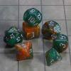 CiaraQ DND Polyhedral Dice Set with Dice Bag for Dungeons and Dragons RPG MTG Role Playing Table Games (Green Mixed Orange + Glitter) view 2