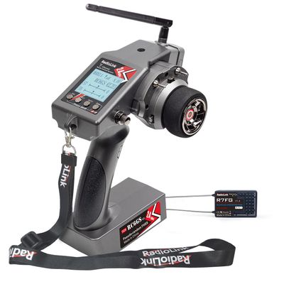 Radiolink RC6GS V3 New 7 Channels RC Transmitter and Gyro Receiver R7FG, Voltage Telemetry, 2.4Ghz Surface Radio Controller for RC Crawler, Drifting, Bash, Buggy Cars, and Boats