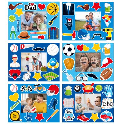 chiazllta 30 Packs Fathers Day Craft Kits for Kids Father's Picture Frame DIY Craft Art Fathers Day Party Decoration Favor Home Classroom Game Activities