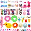 ENOCHT 31 Pcs Doll Swimwear Clothes and Accessories Including 10 Bikini Swimsuit, 2 Swimming Ring, 1 Surf Skateboard, 1 Drink, 1 Bucket,2 Hat and 10 pcs Shoes for 11.5 inch Doll view 4