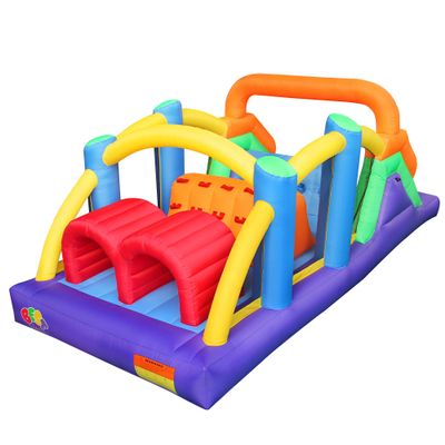 BESTPARTY Inflatable Obstacle Course Bounce House Castle with Large Slides Bounce Area and Obstacles Inflatable Bouncer House Jumper with Blower