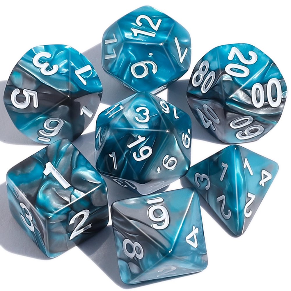 CiaraQ DND Polyhedral Dice Set with a Black Dice Bag for D&D RPG MTG Role Playing Table Games