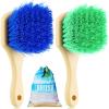 Remerry 2 Pcs Beach Sand Remover Brush with Drawstring Bag, Beach Accessories Scrub Brushes for CleaningSoft Bristle Brush for Summer Vacation Water Sports Volleyball Party (Blue and Green) view 1