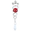 4.5 inch Gazing Ball Spiral Tail, Prefdo Metal Wind Spinner Stabilizer, Crystal Glass Ball Spinning Hanging, Helix Kinetic Silver Twister Garden Decorations(Red) view 1