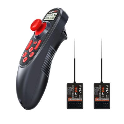 havcybin HOTRC DS-600 6CH 2.4GHz RC Transmitter and Receiver Remote Controller with DS 600 PWM 6 Channel Receiver for RC Boat (w/ 2 Receiver)